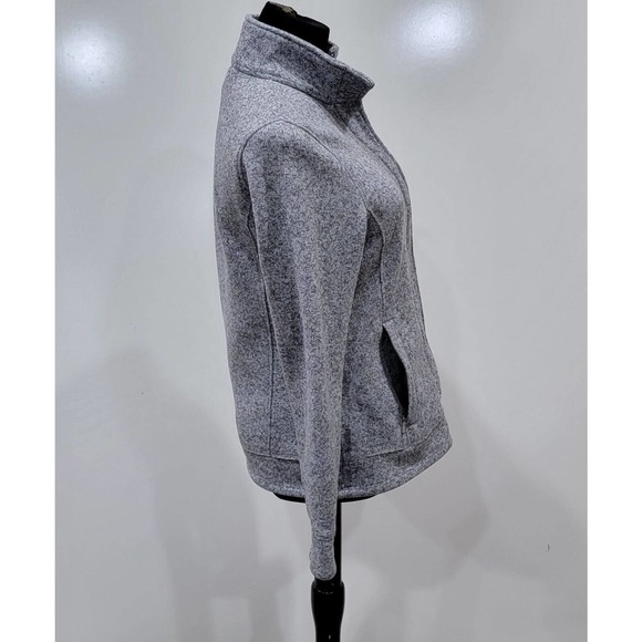Lands End Grey White Heathered Fleece Lined Jacket Size 6-8 100% Polyester - Picture 7 of 10